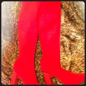 Red Zara thigh high boots